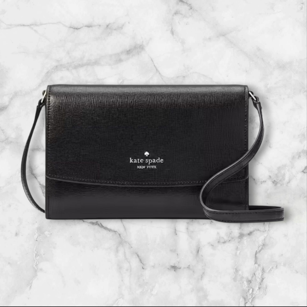 Kate Spade Perry Leather Crossbody Bag Black